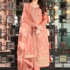 Peach Golden Embroidery Pant Style Suit