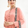 Peach And Blue Embroidery Traditional Gharara Suit