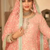 Peach Sequence Embroidered Wedding Gharara Suit