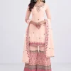 Peach Sequence Embroidery Traditional Gharara Style Suit
