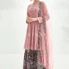 Pink And Maroon Embroidery Traditional Gharara Suit