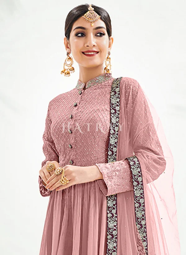 Pink And Maroon Embroidery Traditional Gharara Suit