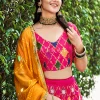 Pink And Orange Multi Embroidery Silk Lehenga Choli