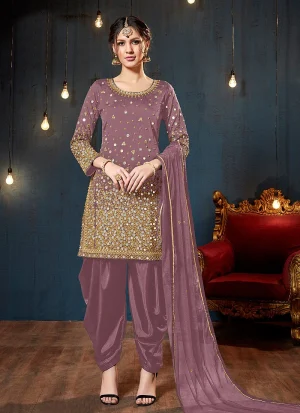 Pink Embroidered Traditional Patiala Suit