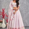 Pink Floral And Sequence Embroidery Wedding Lehenga Choli