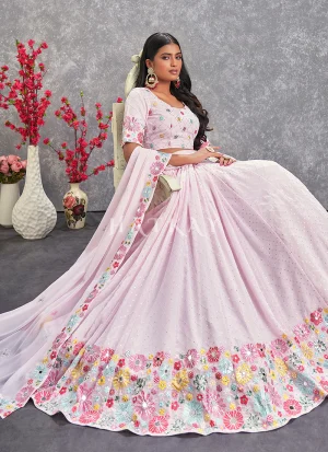 Pink Floral And Sequence Embroidery Wedding Lehenga Choli