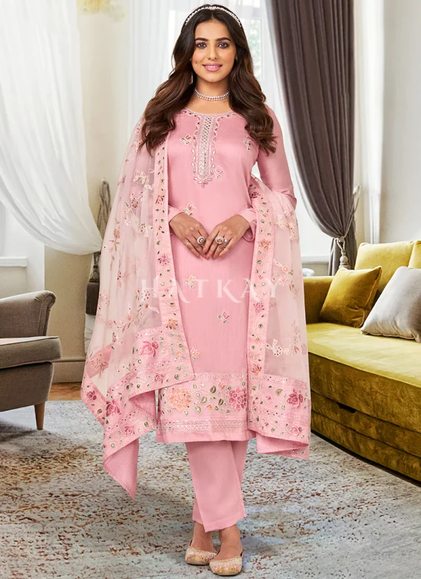 Pink Floral Embroidery Pakistani Salwar Kameez