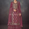 Pink Golden Embroidered Sharara Style Suit