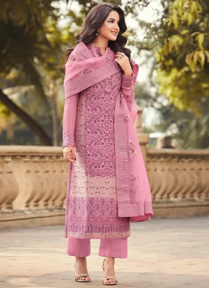 Pink Golden Embroidery Pakistani Suit