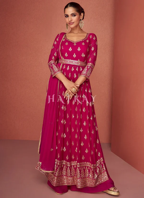 Pink Sequence Embroidery Gharara Suit