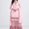 Pink Sequence Embroidery Traditional Gharara Style Suit