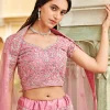 Pink Zari Embroidery Bridal Lehenga Choli