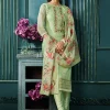 Pista Green Multi Embroidered Pakistani Pant Style Suit