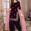 Plum And Pink Embroidered Salwar Kameez Suit