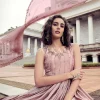 Powder Pink Sequence Embroidery Shaded Kalidar Anarkali Gown