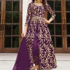 Purple Embroidered Designer Anarkali Suit