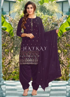 Purple Sequence Embroidered Patiala Suit
