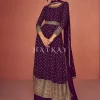 Purple Sequence Embroidery Gharara Suit