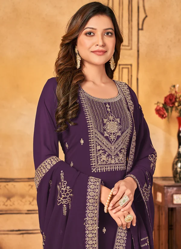 Purple Embroidery Pakistani Suit