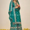 Rama Green Embroidered Traditional Gharara Suit