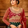 Red And Green Embroidery Wedding Anarkali Suit
