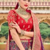 Red And Purple Multi Embroidery Wedding Lehenga Choli