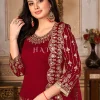 Red Mirror Work Embroidered Patiala Salwar Suit