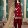 Red Mirror Work Punjabi Suit