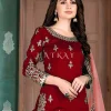 Red Mirror Work Silk Punjabi Patiala Suit