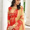 Rouge Red Floral Print Sharara Suit