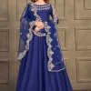 Royal Blue Designer Embroidery Wedding Anarkali Suit