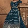 Royal Blue Embroidery Slit Style Anarkali Lehenga
