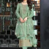 Sea Green Golden Embroidery Pant Style Suit