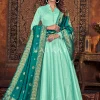 Sea Green Two Tone Silk Embroidered Anarkali Suit