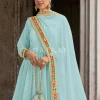 Sky Blue Sequence And Multi Embroidered Anarkali Suit