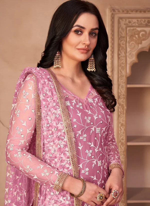 Soft Pink Chikankari Pakistani Pant Suit