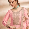 Soft Pink Embroidered Silk Anarkali Suit
