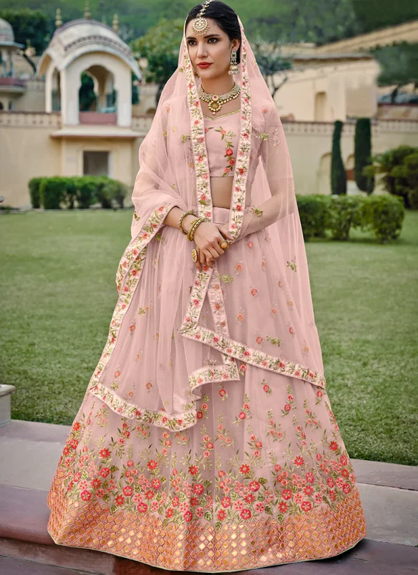 Soft Pink Multi Embroidery Traditional Lehenga Choli