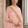 Soft Pink Sequence And Multi Embroidered Anarkali Suit