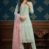 Teal And Pink Floral Embroidery Pakistani Pant Suit