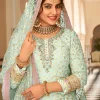 Teal Blue Sequence Embroidered Wedding Gharara Suit