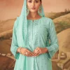 Teal Blue Traditional Embroidered Sharara Suit