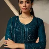 Turquoise Blue Lucknowi Embroidered Anarkali Gown