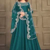 Turquoise Designer Embroidery Wedding Anarkali Suit