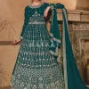 Turquoise Embroidery Slit Style Anarkali Lehenga