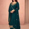 Turquoise Multi Embroidered Georgette Salwar Kameez