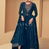 Turquoise Sequence Embroidered Jacket Style Gharara Suit