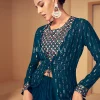 Turquoise Sequence Embroidered Jacket Style Gharara Suit
