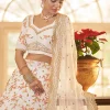 White Multi Zari Embroidery Wedding Silk Lehenga