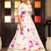 White Tie Dye Sequence Embroidery Bollywood Gown